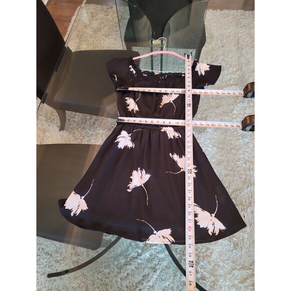 Maurices Dress Womens XS Black White Floral Print Short Sleeve Casual V-Neck - Picture 14 of 14